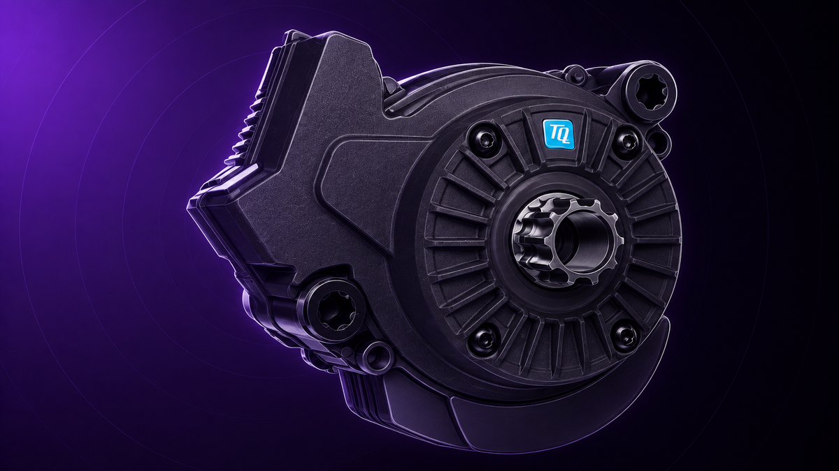 TQ HPR60 E-Bike-Motor als dunkle violette technische Skizze