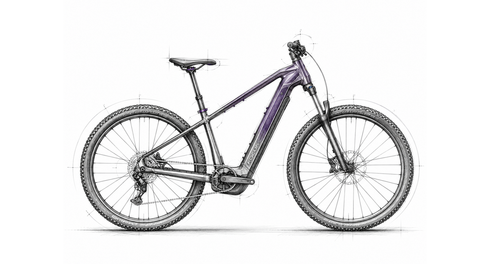 Tretmaschine Skizze E-MTB Hardtail – Focus JARIFA² 6.7