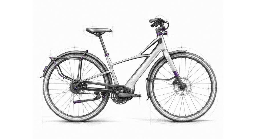 Tretmaschine Skizze E-Urbanbikes – Cannondale FlyingV 1 Kategorie-Illustration