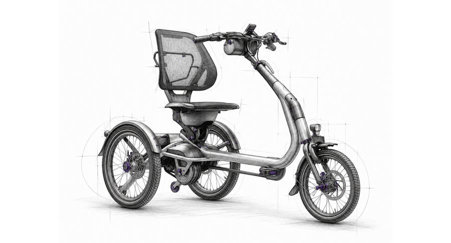 Tretmaschine Skizze Elektro-Dreirad – van Raam Easy Rider Compact Plus Kategorie-Illustration
