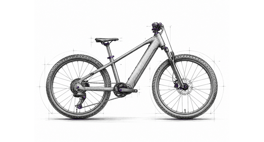 Tretmaschine Skizze Kinder E-Bikes – Raymon Zorq Pure 24 2027 Kategorie-Illustration