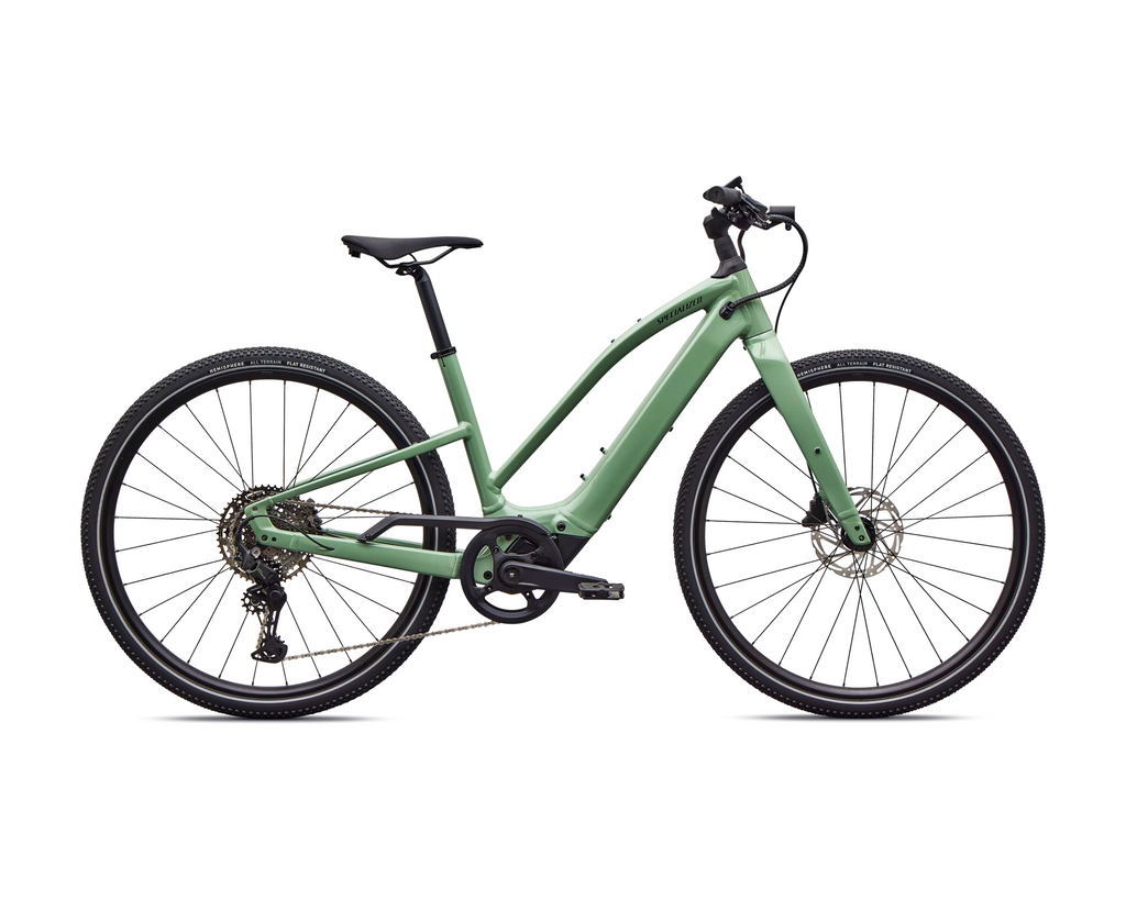 Specialized Turbo Vado SL 2 4.0 Step-Through 2027 - Gloss Pistachio / Oak Green Metallic Frost Reflective – Seitenansicht