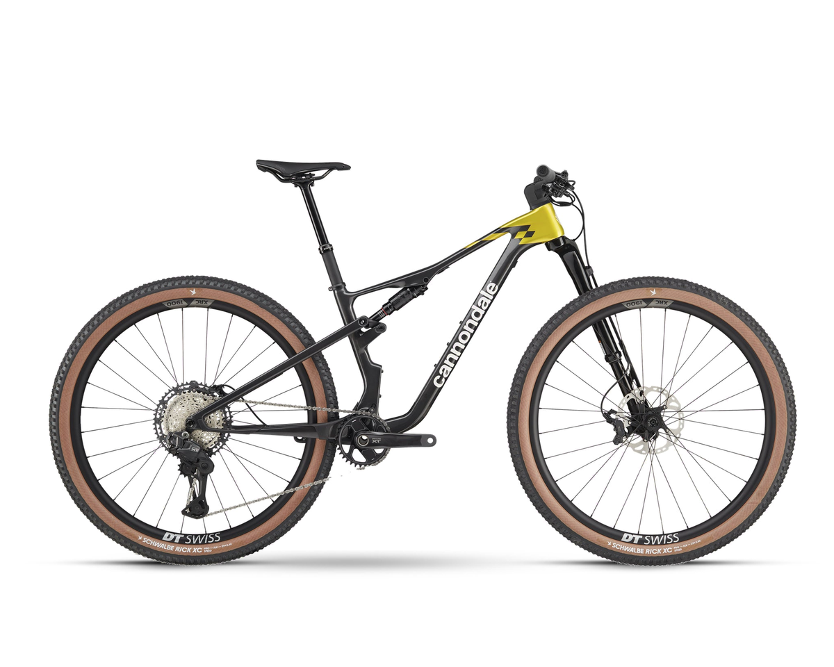 Cannondale – Scalpel Carbon 2 Lefty – Phoenix Yellow – 2025, Seitenansicht auf weißem Hintergrund