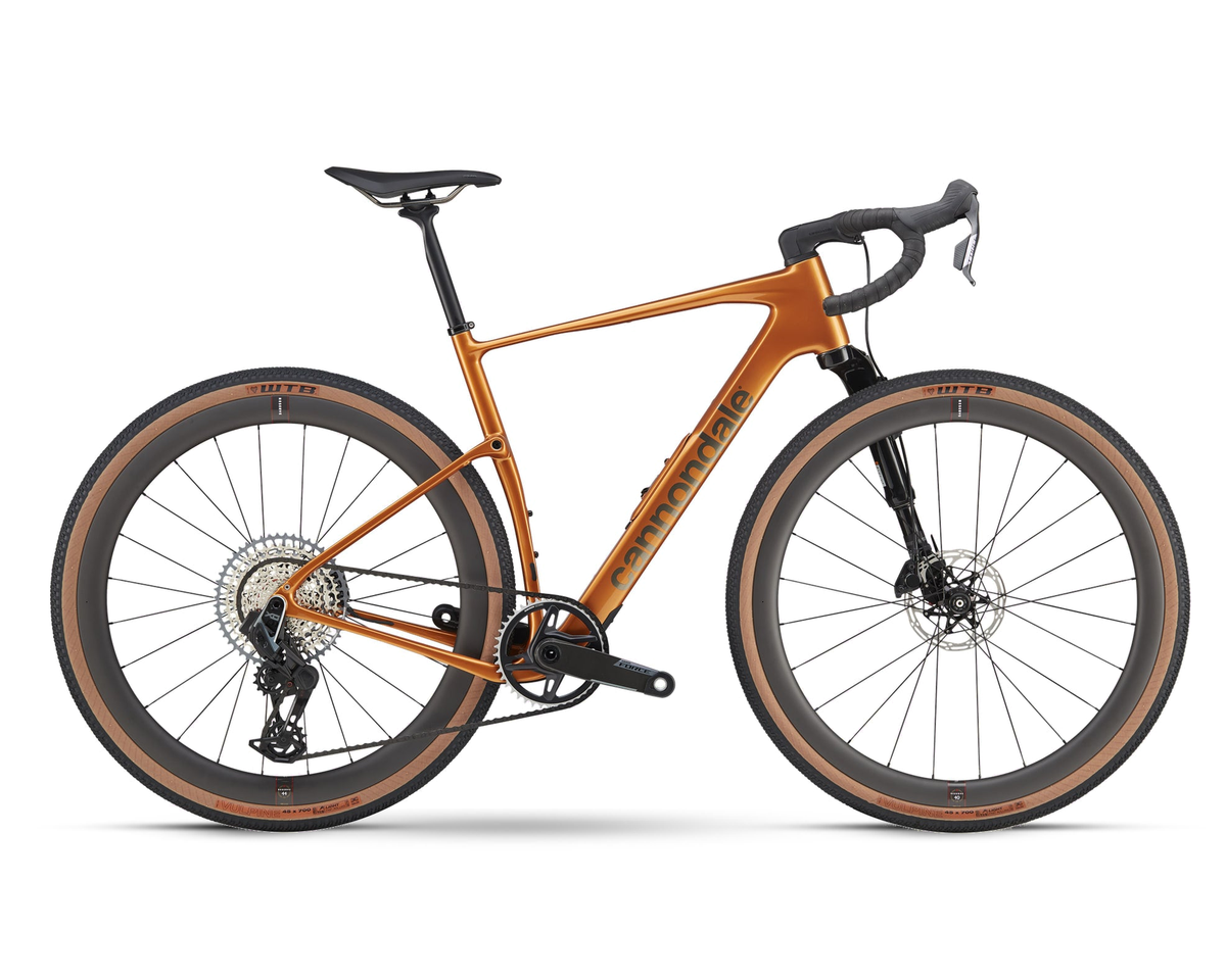 Cannondale – Topstone Carbon LTD Lefty AXS – Tiger Eye – 2025, Seitenansicht auf weißem Hintergrund