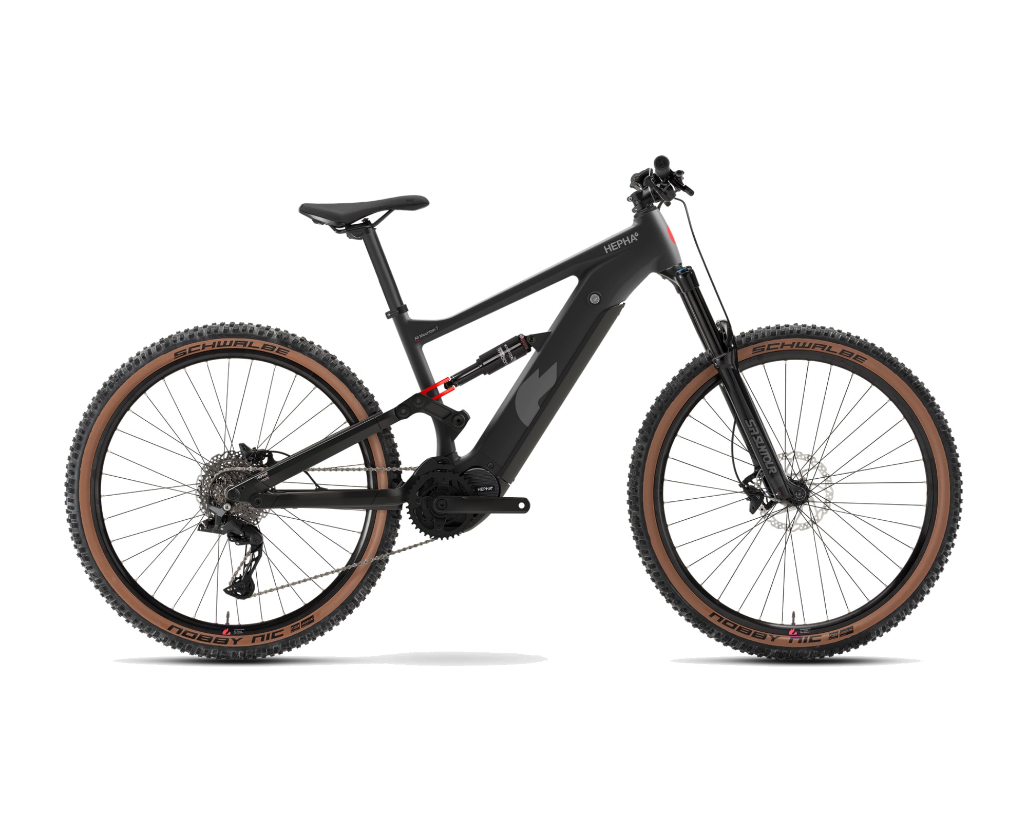 HEPHA – All Mountain 7 Alloy Limited – Black – High Step – 2026, Fahrrad, Modelljahr 2026, in Black, Seitenansicht