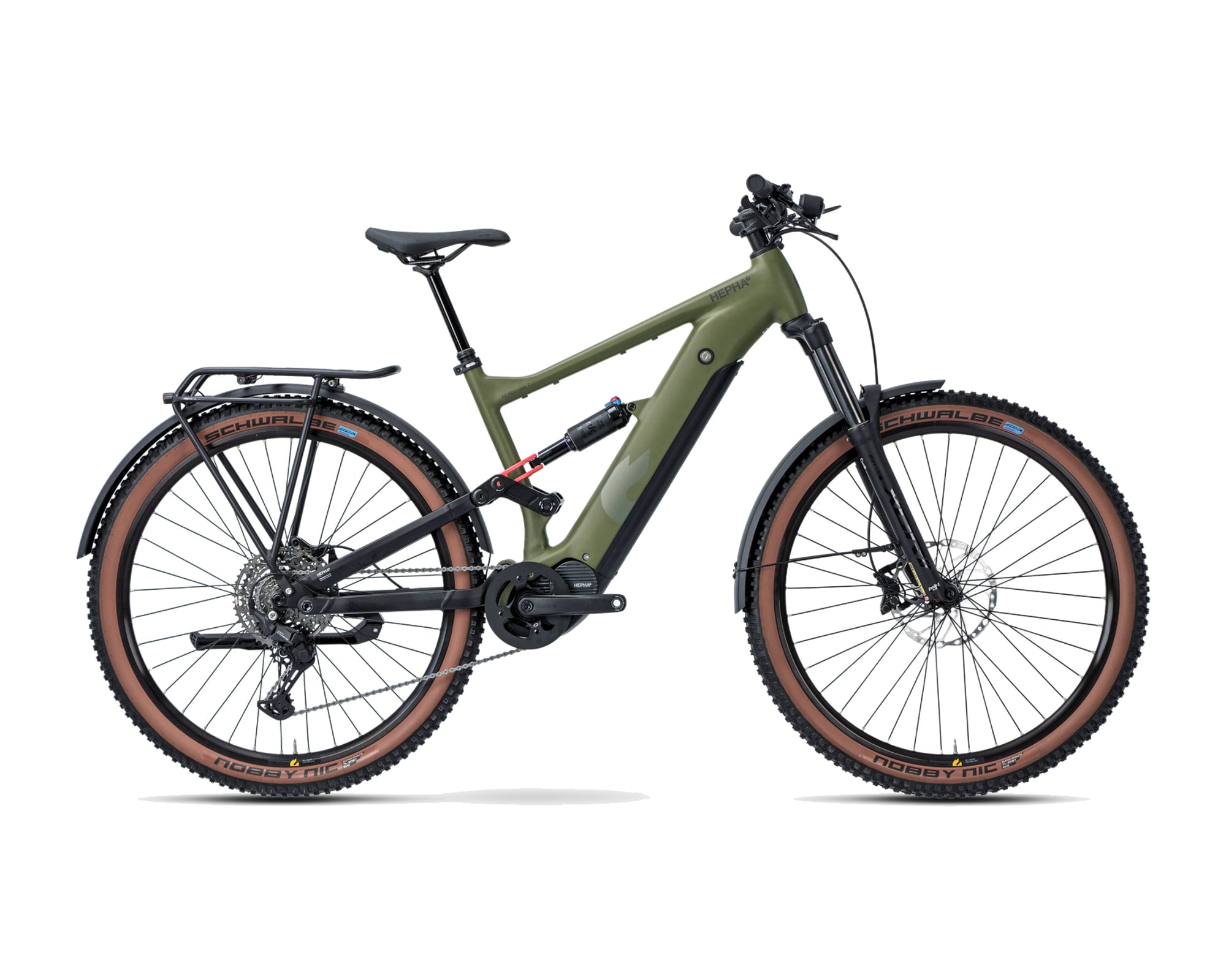 HEPHA – All Mountain 7 Alloy Long Range SUV – Dark Olive – High Step – 2026, Fahrrad, Modelljahr 2026, in Dark Olive, Seitenansicht