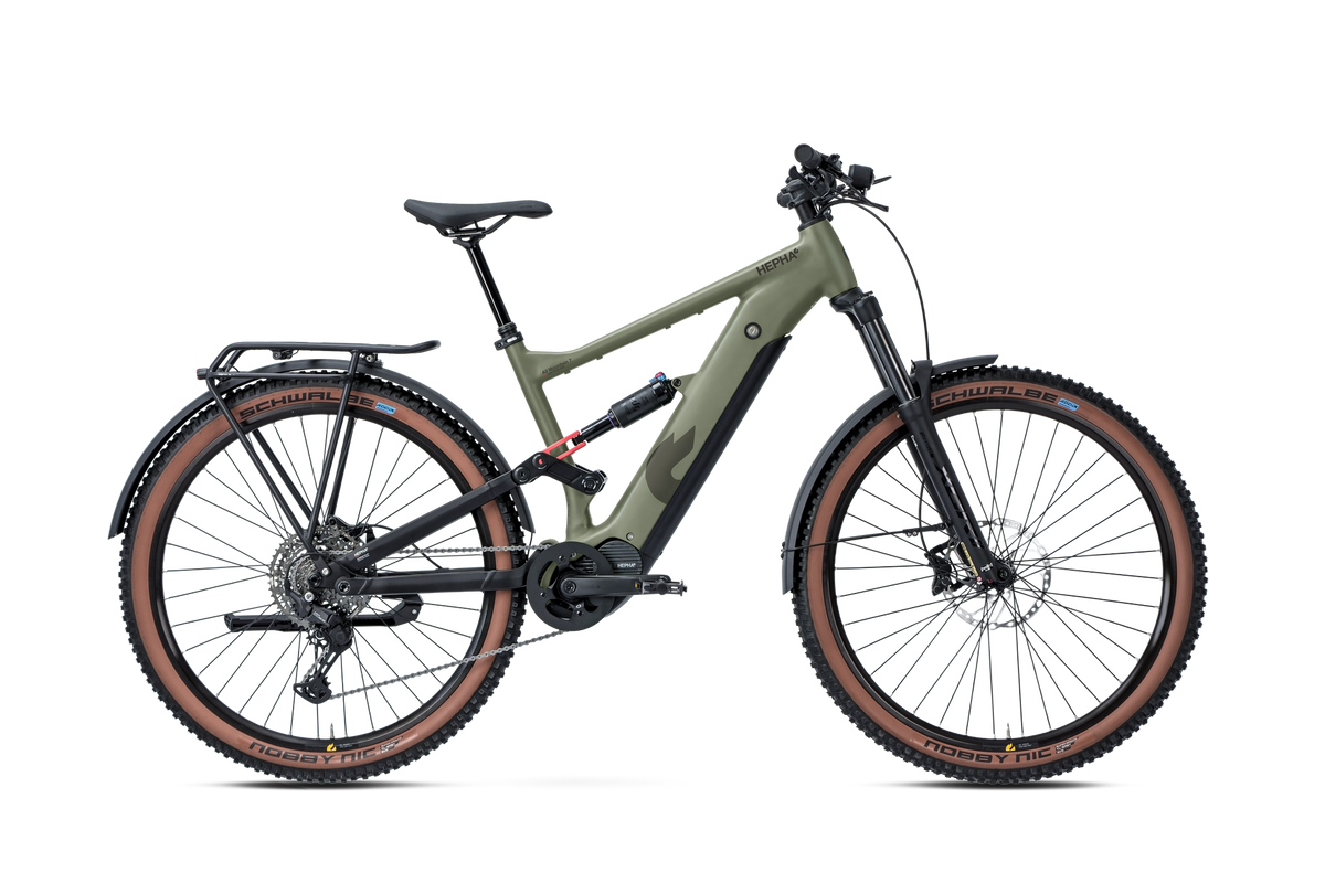HEPHA – All Mountain 7 Alloy Long Range SUV – Olive – High Step – 2027, Fahrrad, Modelljahr 2027, in Olive, Seitenansicht