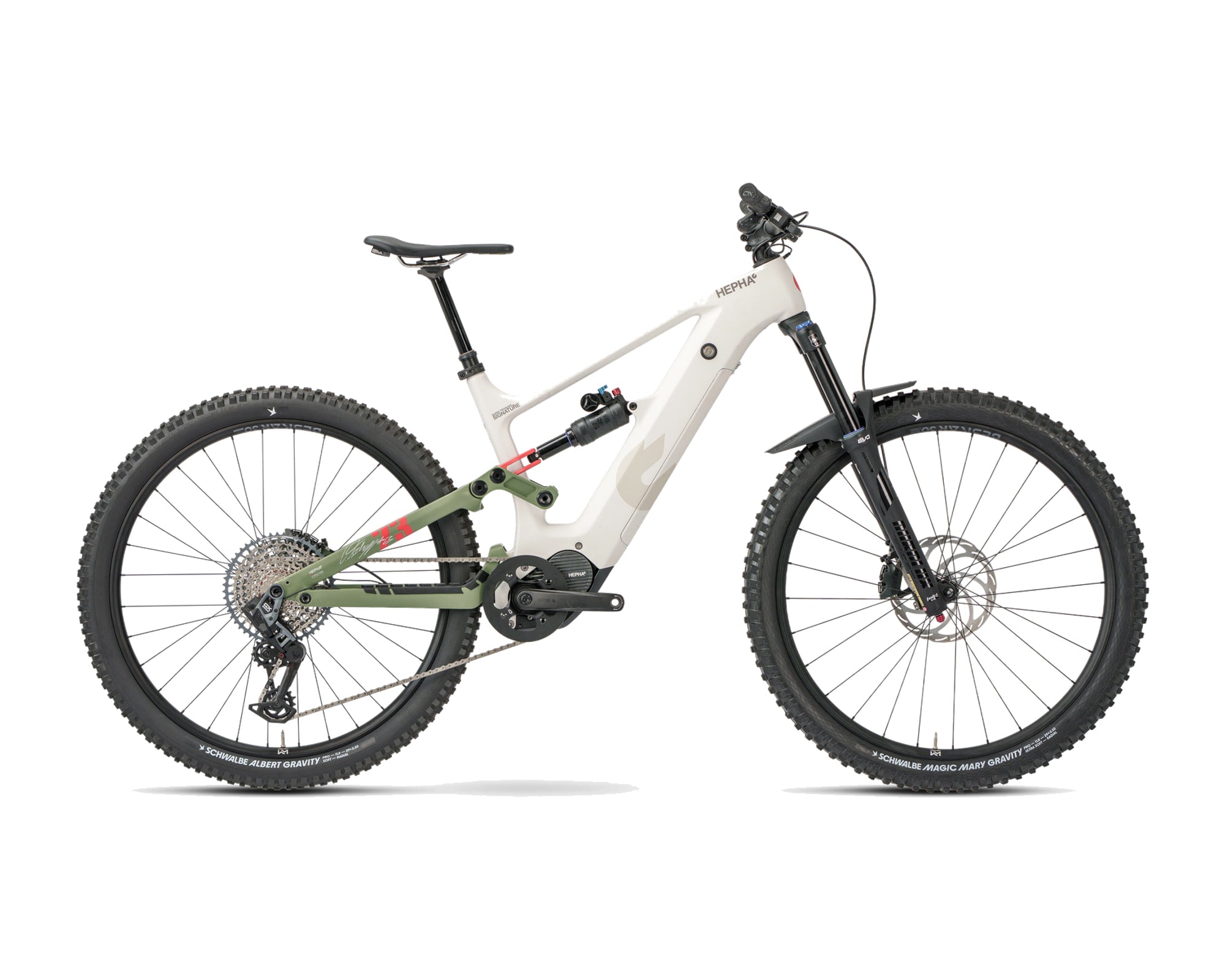 HEPHA – All Mountain 7 Carbon Tschugg Signature – Light Grey – High Step – 2026, Fahrrad, Modelljahr 2026, in Light Grey, Seitenansicht
