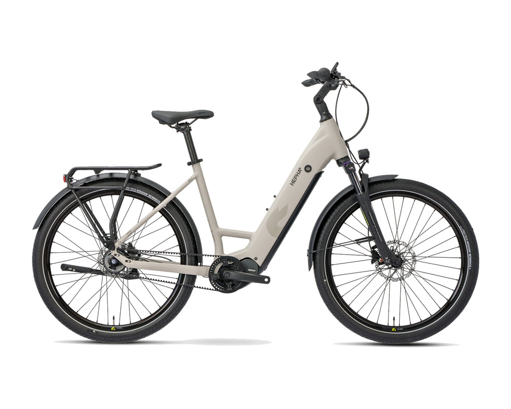 HEPHA – City 7 Performance – Warm Grey – Low Step – 2026, Fahrrad, Modelljahr 2026, in Warm Grey, Seitenansicht