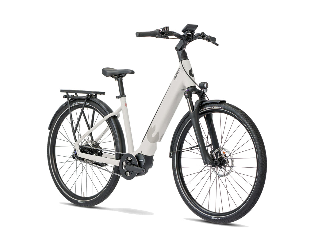 HEPHA – City 8 Long Range – Light Grey – Low Step – 2026, Fahrrad, Modelljahr 2026, in Light Grey, Frontansicht, Bild 2