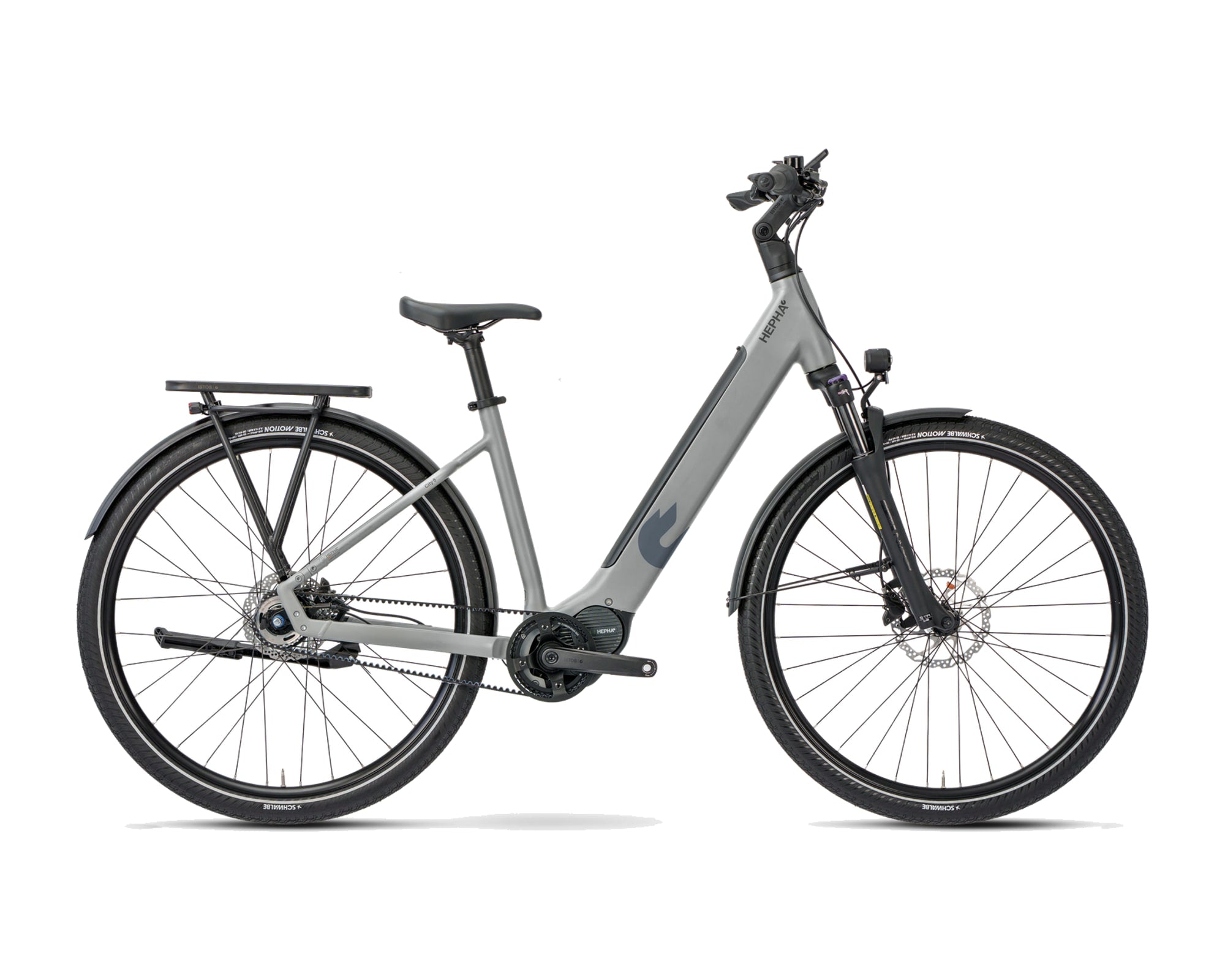 HEPHA – City 8 Performance – Grey – Low Step – 2026, Fahrrad, Modelljahr 2026, in Grey, Seitenansicht