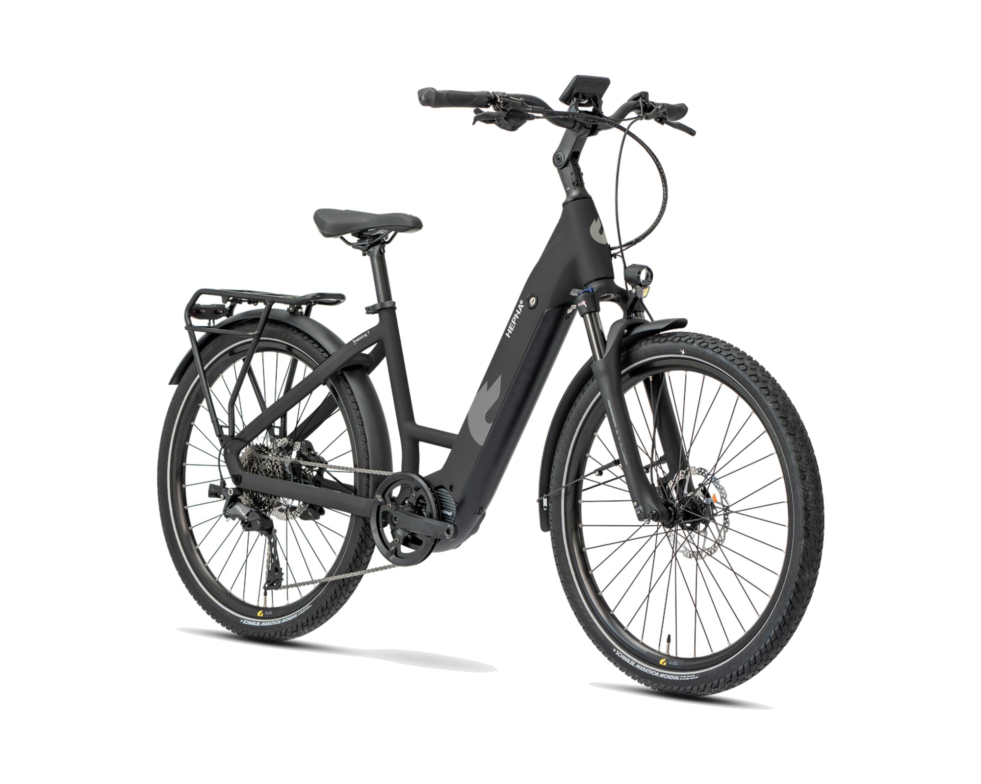 HEPHA – Trekking 7 Performance – Black – Low Step – 2026, Fahrrad, Modelljahr 2026, in Black, Frontansicht, Bild 2