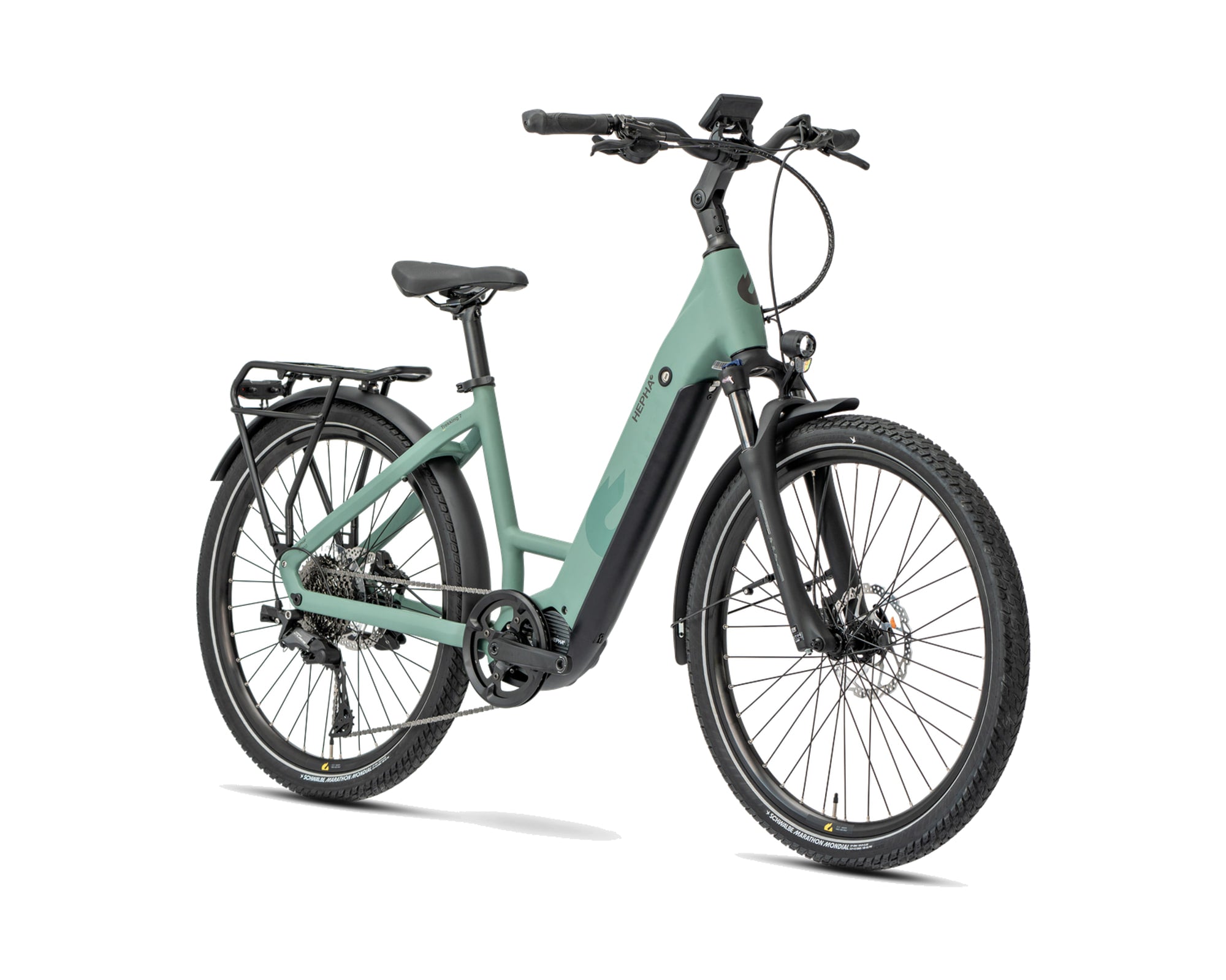 HEPHA – Trekking 7 Performance – Moos – Low Step – 2026, Fahrrad, Modelljahr 2026, in Moos, Frontansicht, Bild 2