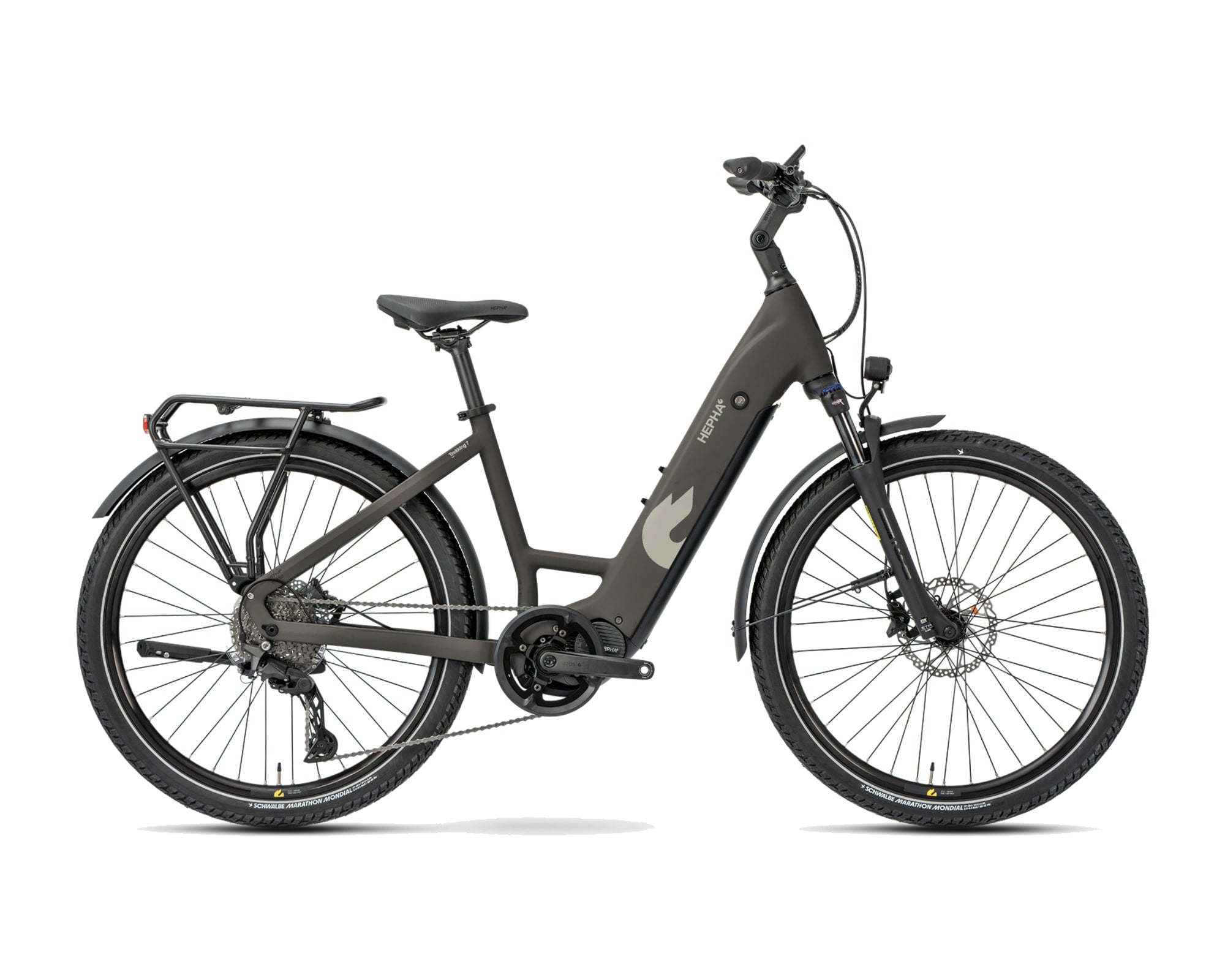 HEPHA – Trekking 7 Ultra – Dark Brown – Low Step – 2026, Fahrrad, Modelljahr 2026, in Dark Brown, Seitenansicht