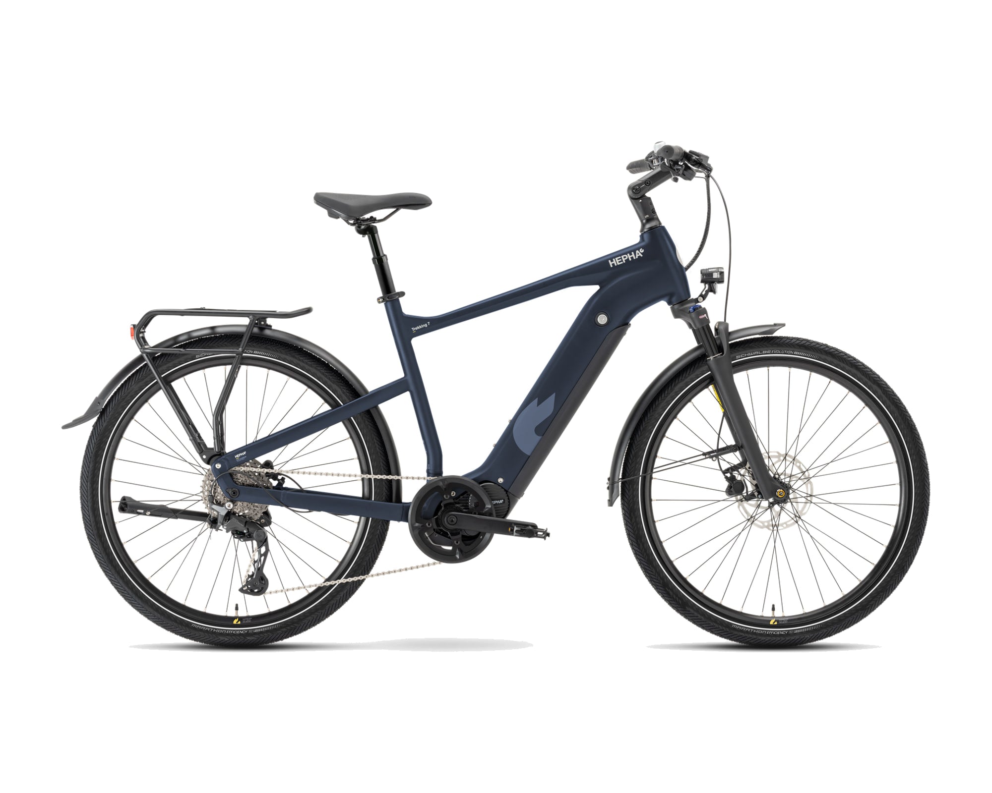 HEPHA – Trekking 7 Ultra Plus – Dark Blue – High Step – 2026, Fahrrad, Modelljahr 2026, in Dark Blue, Seitenansicht