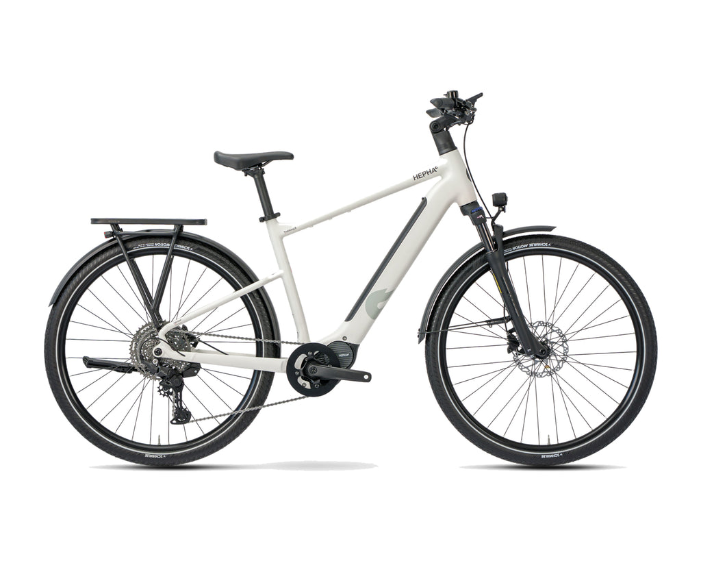 HEPHA – Trekking 8 Long Range – Light Grey – High Step – 2026, Fahrrad, Modelljahr 2026, in Light Grey, Seitenansicht