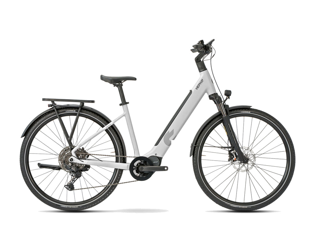 HEPHA – Trekking 8 Long Range – Light Grey – Low Step – 2026, Fahrrad, Modelljahr 2026, in Light Grey, Seitenansicht