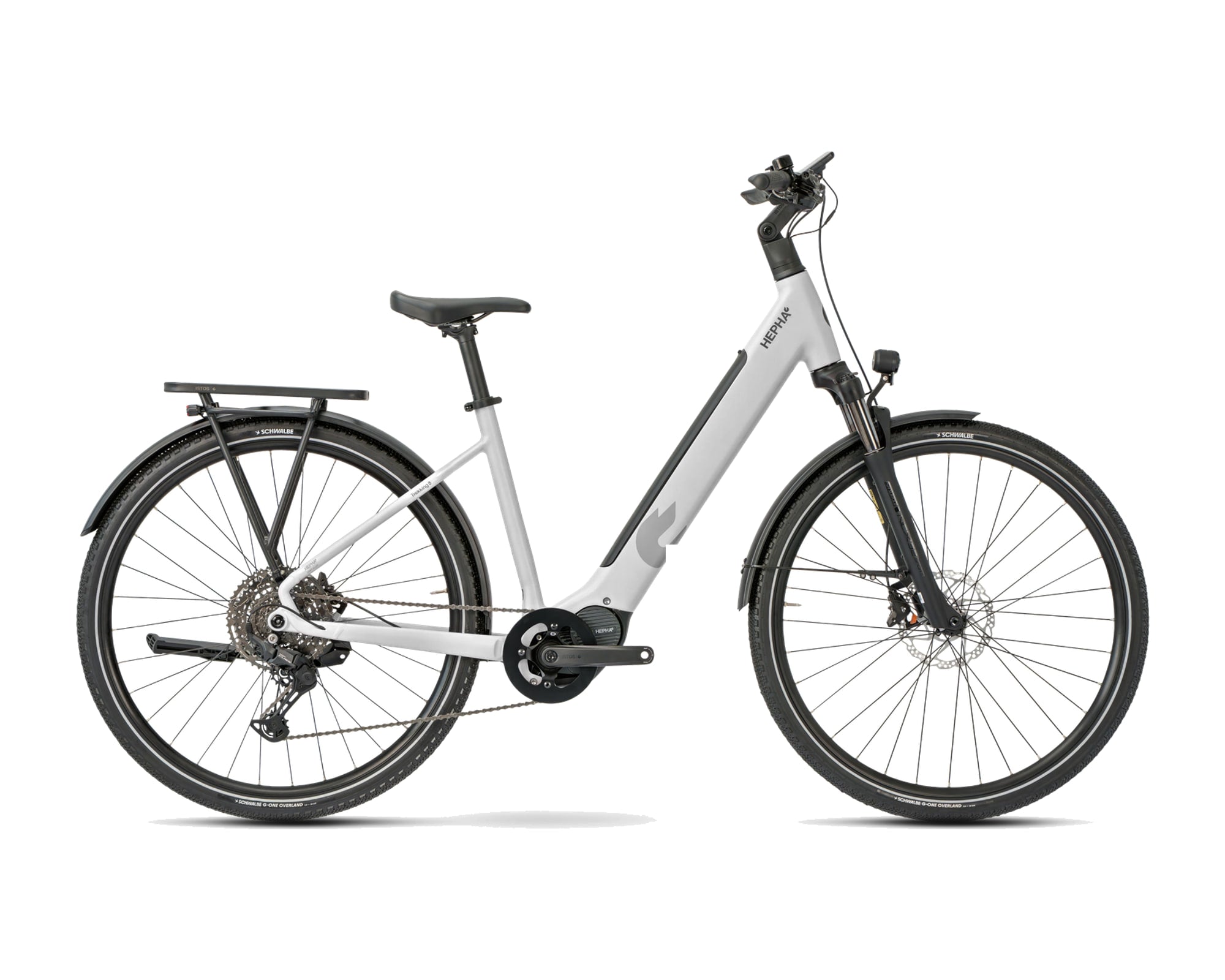 HEPHA – Trekking 8 Long Range – Light Grey – Low Step – 2026, Fahrrad, Modelljahr 2026, in Light Grey, Seitenansicht
