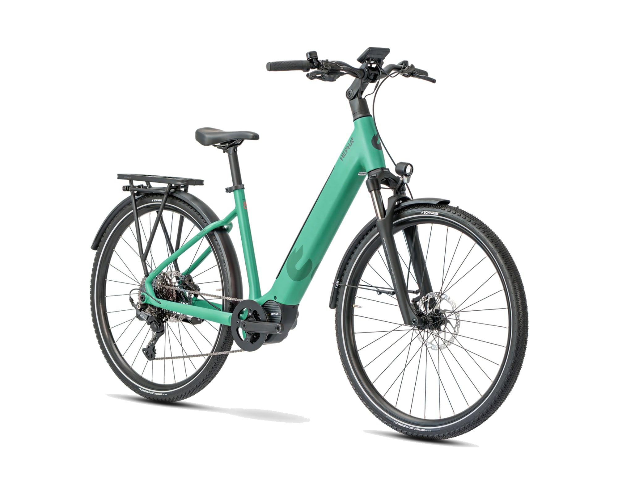 HEPHA – Trekking 8 Long Range – Petrol – Low Step – 2026, Fahrrad, Modelljahr 2026, in Petrol, Frontansicht, Bild 2