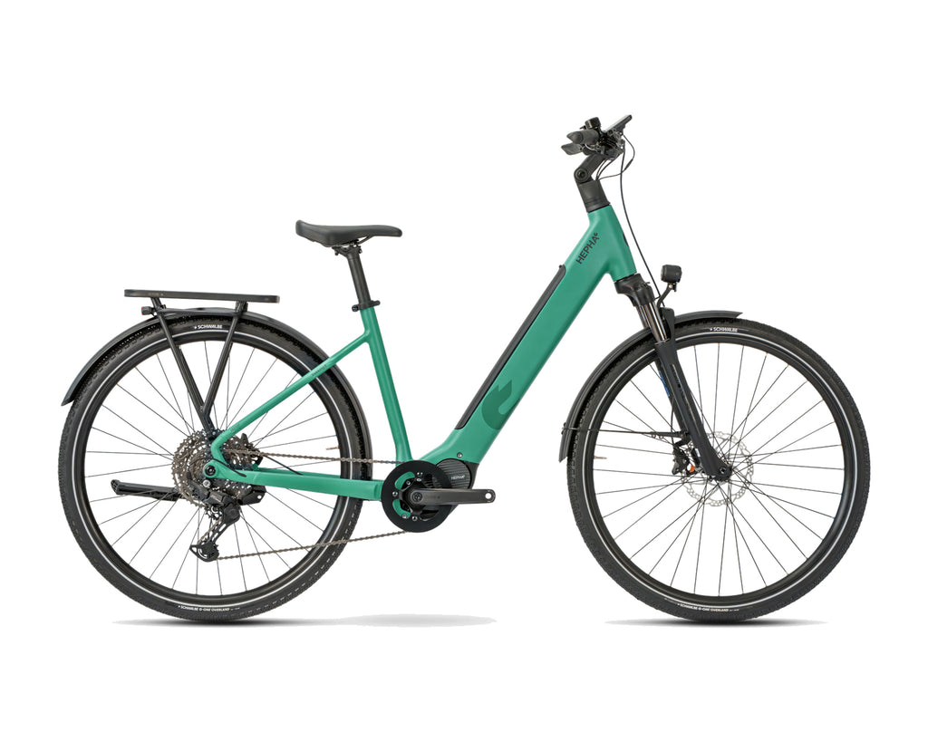 HEPHA – Trekking 8 Long Range – Petrol – Low Step – 2026, Fahrrad, Modelljahr 2026, in Petrol, Seitenansicht