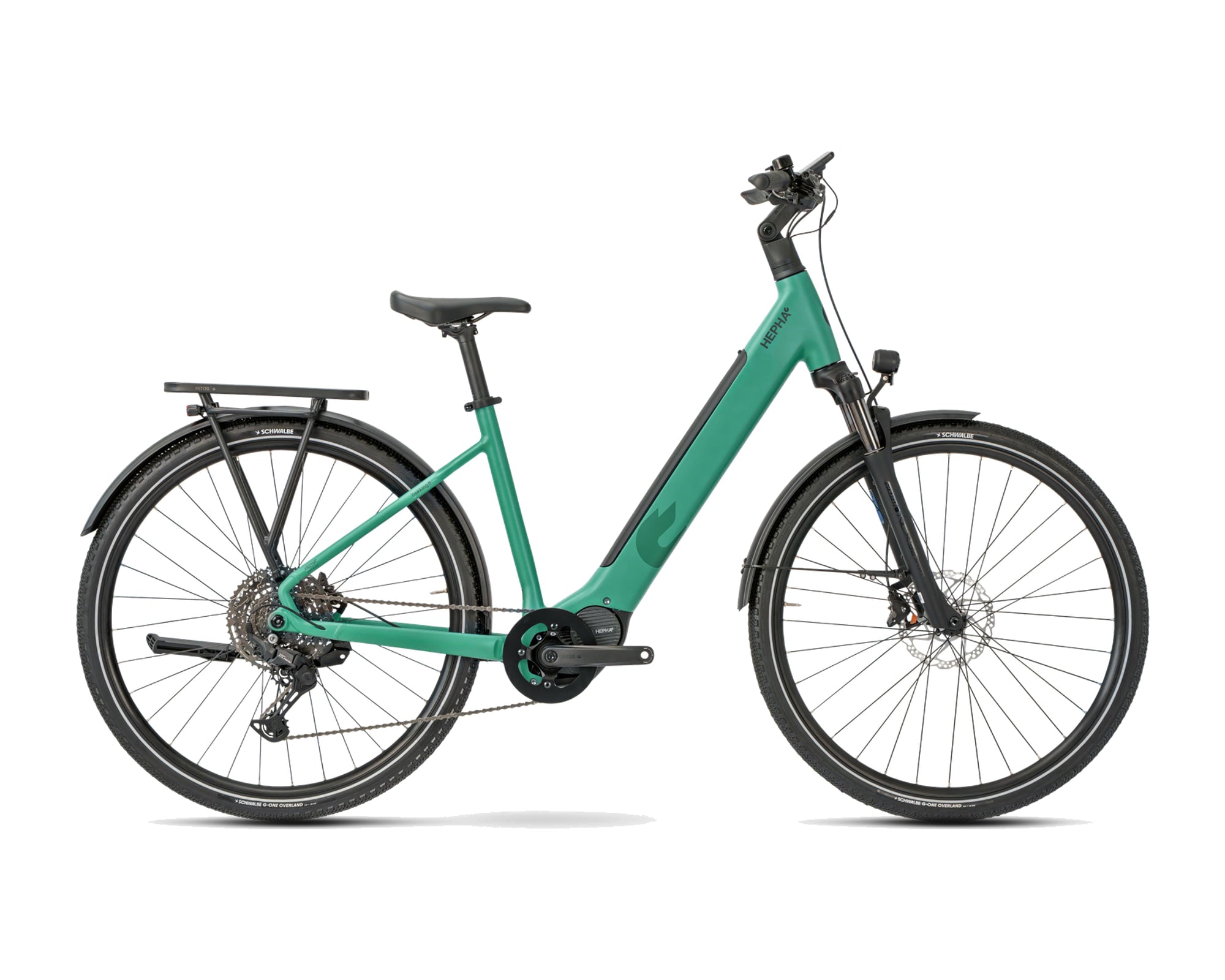 HEPHA – Trekking 8 Long Range – Petrol – Low Step – 2026, Fahrrad, Modelljahr 2026, in Petrol, Seitenansicht
