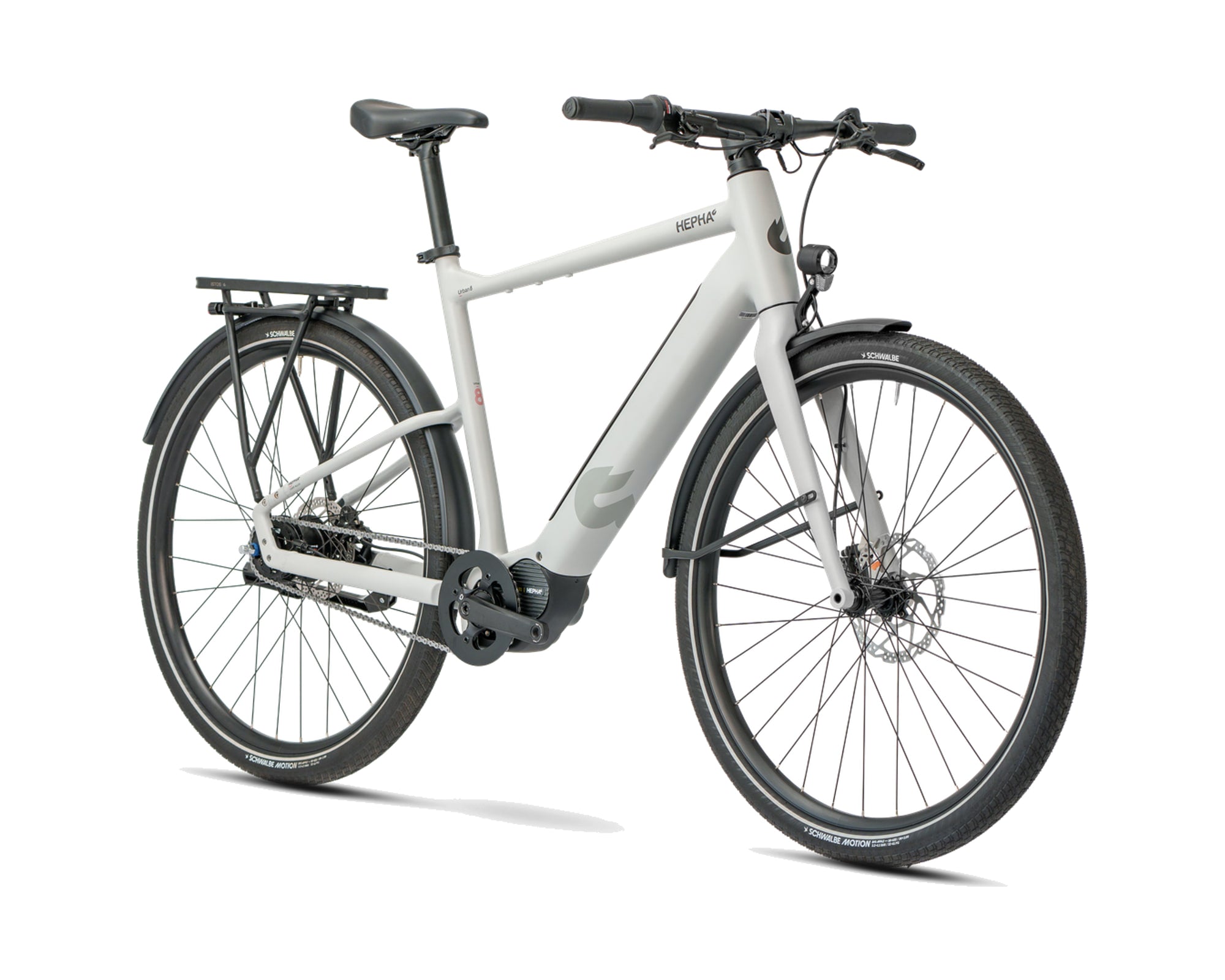 HEPHA – Urban 8 Long Range – Mid Grey – High Step – 2026, Fahrrad, Modelljahr 2026, in Mid Grey, Frontansicht, Bild 2