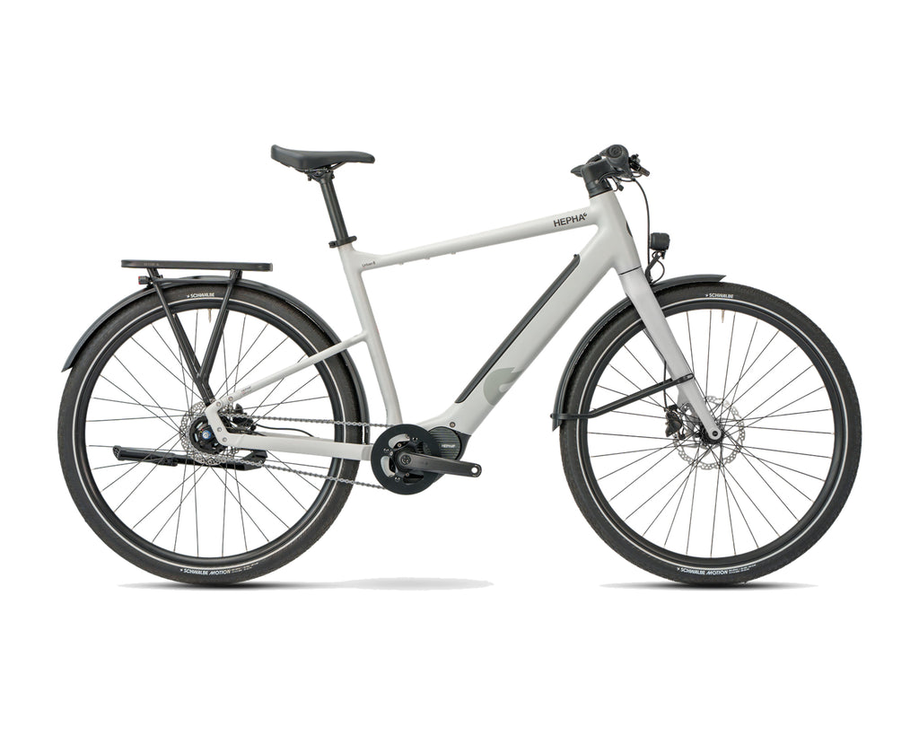 HEPHA – Urban 8 Long Range – Mid Grey – High Step – 2026, Fahrrad, Modelljahr 2026, in Mid Grey, Seitenansicht