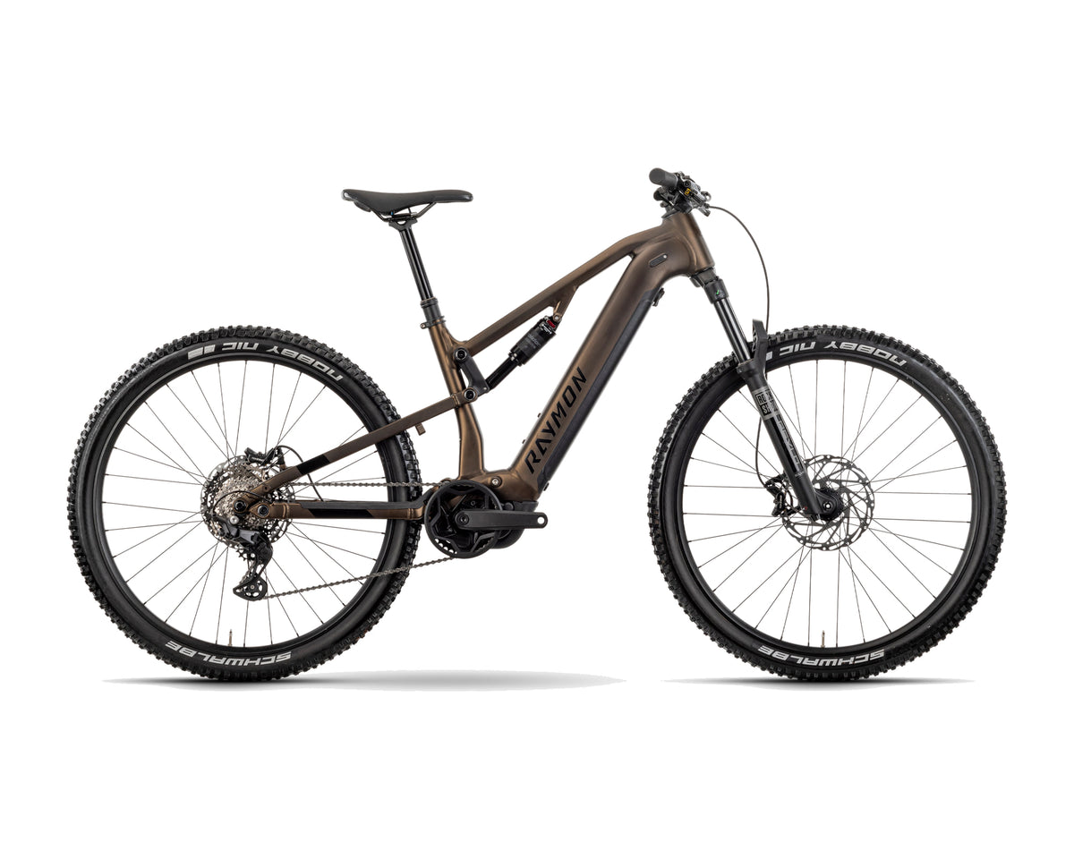 Raymon – Trailray 120 Pro – tenmoku / black / green – 2025, Fahrrad, Modelljahr 2025, in tenmoku / black / green, Seitenansicht