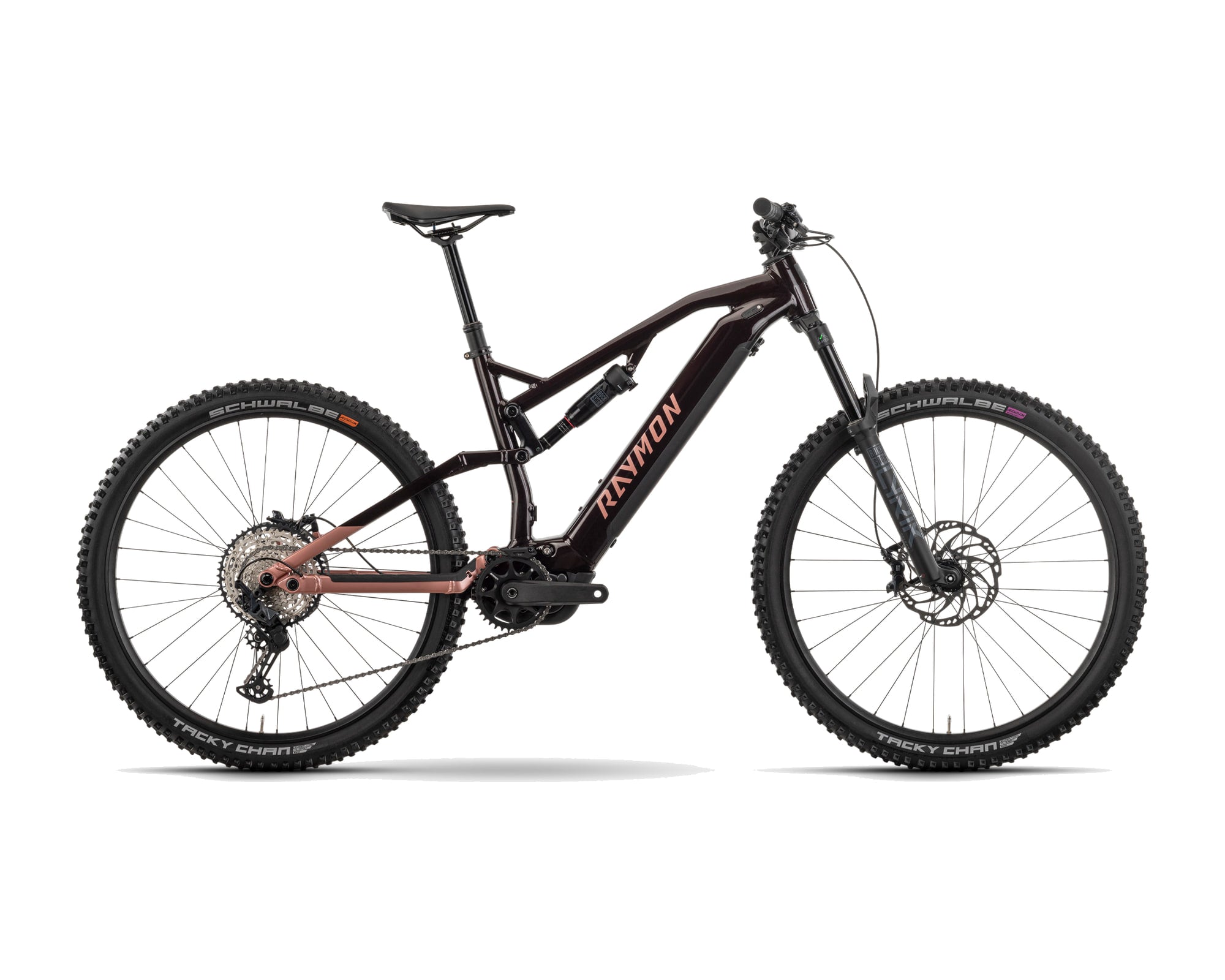 Raymon – Trailray 150 Pro – nebular red/ pinky / black – 2025, Fahrrad, Modelljahr 2025, in nebular red/ pinky / black, Seitenansicht