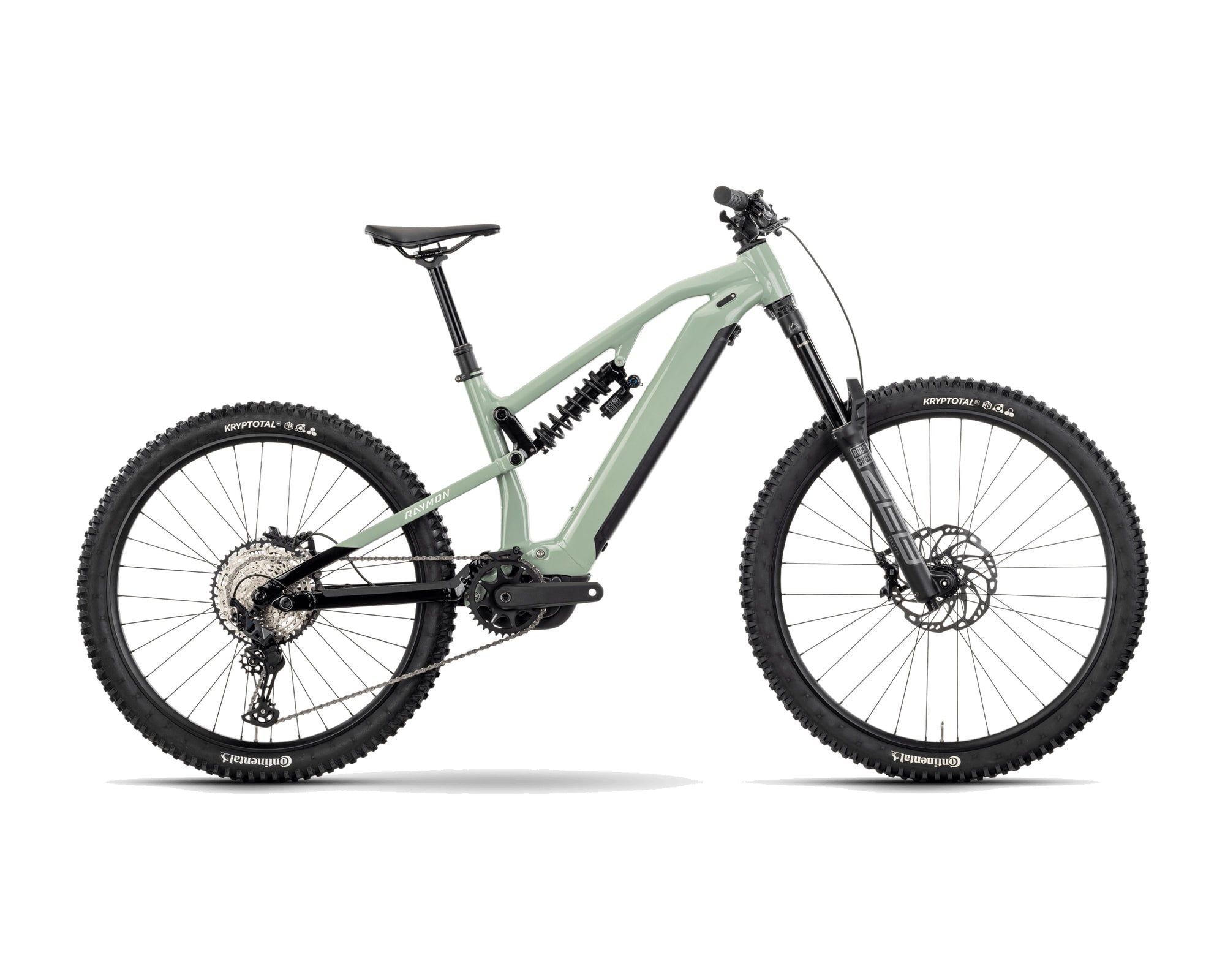 Raymon – Trailray 180 Pro – mint / black / cotton – 2025, Fahrrad, Modelljahr 2025, in mint / black / cotton, Seitenansicht