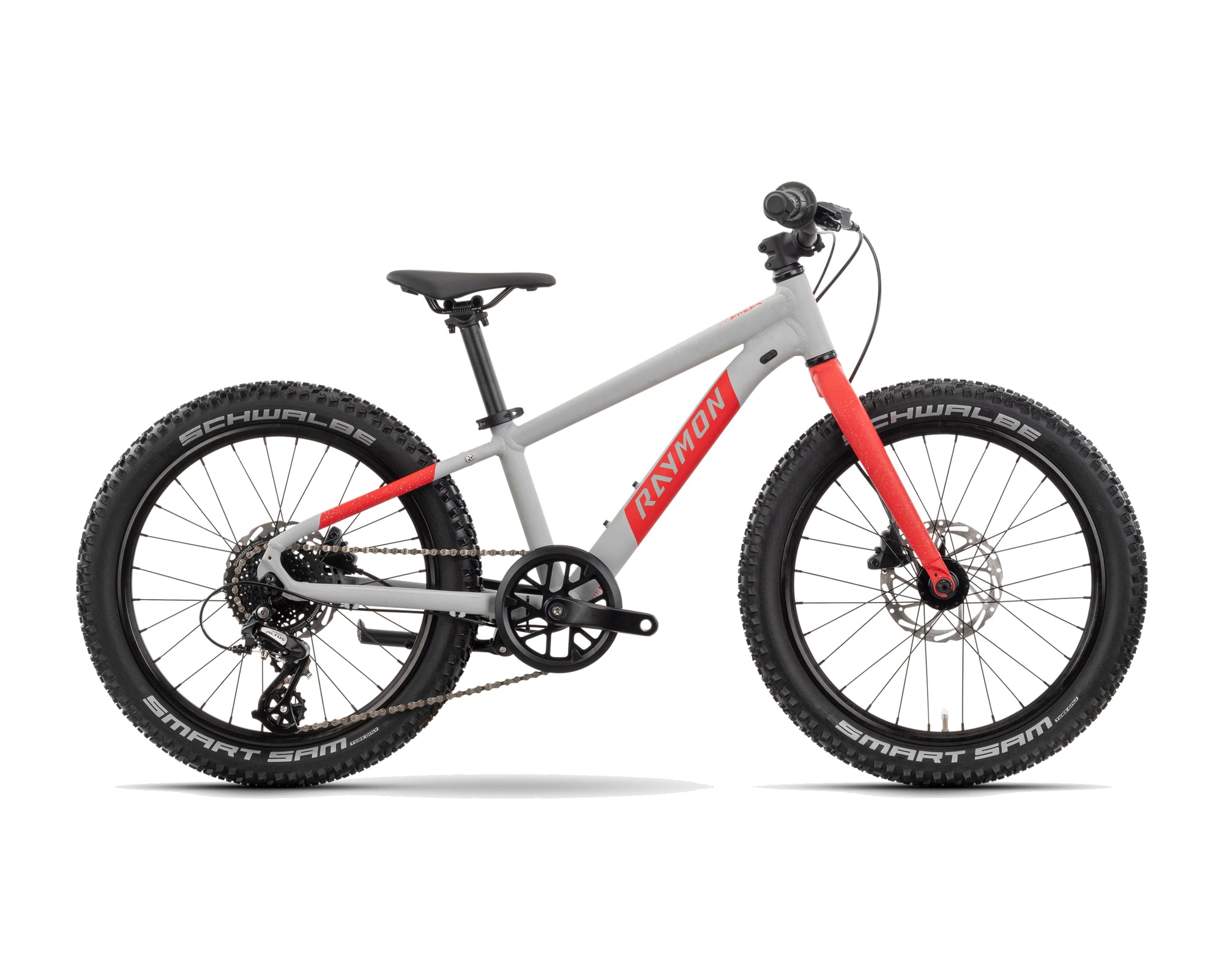 Raymon – Yanga 20 Pro – grey/red – 2025, Fahrrad, Modelljahr 2025, in grey/red, Seitenansicht