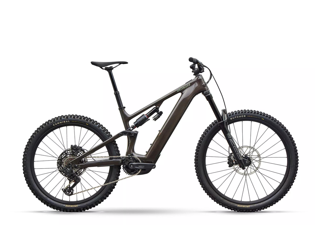 Specialized Levo 4 EVO Comp 2027 - Gloss Warm Smoke / Pistachio, Seitenansicht auf weißem Hintergrund