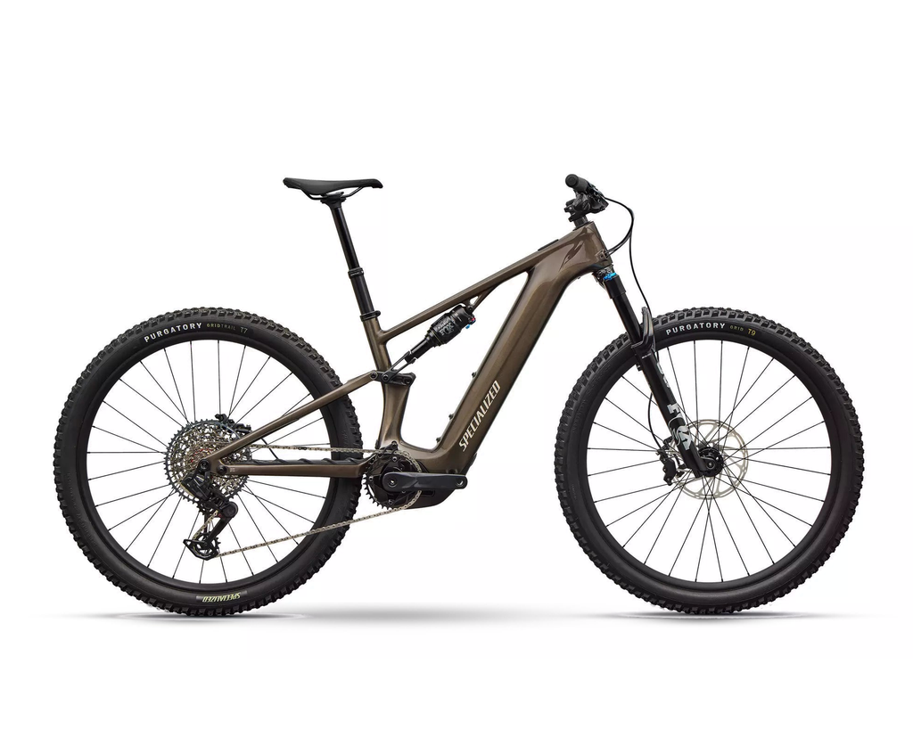Specialized Turbo Levo R Comp 2026 - Gloss Gunmetal / White Mountains, Seitenansicht auf weißem Hintergrund
