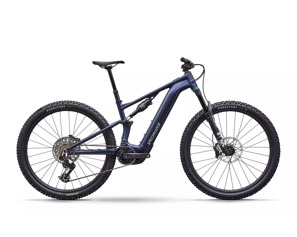 Specialized Turbo Levo R Comp Alloy 2027 - Satin Metallic Deep Marine / Shadow Silver, Seitenansicht auf weißem Hintergrund